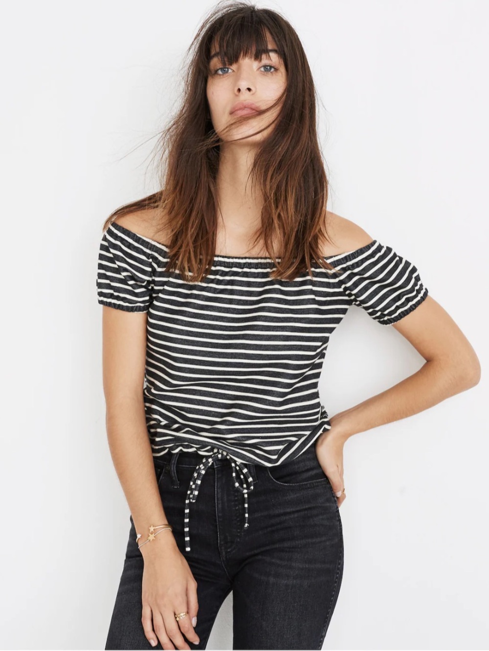Madewell Melody Striped Off-Shoulder Women's Top size Medium